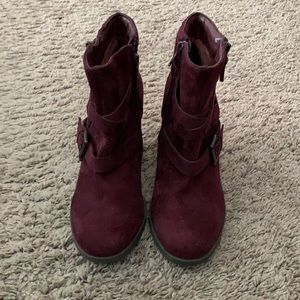 Charlotte Russe Burgundy Ankle Booties w/ buckles